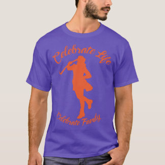 Paarse T-Shirt met Oranje Silhouette