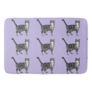 Paarse Tabby Cat Cute Cats Art Bath Mat
