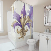 Paarse Tan Fleur de Lis Waterverf Douchegordijn (In situ)
