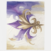 Paarse Tan Fleur de Lis Waterverf Fleece Deken (Voorkant)