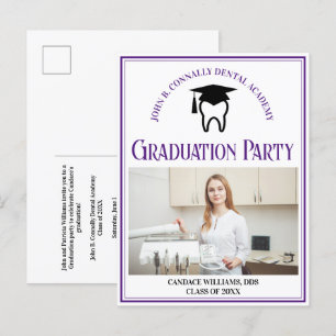 Paarse Tandheelkundige School Foto Custom Graduati Uitnodiging Briefkaart