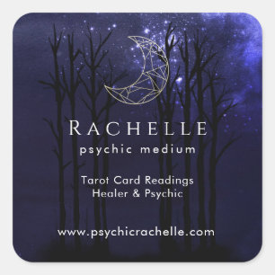 Paarse Tarot Kaart Fysisch Medium met Maansterren Vierkante Sticker