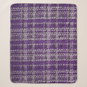 Paarse tartan stof: gestructureerde achtergrond. sherpa deken