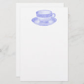 Paarse Teacup Briefpapier (Voorkant / Achterkant)