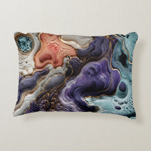 Paarse Teal Koraal Abstracte Worpkussen Boho Kun Accent Kussen