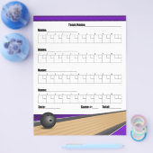 Paarse team Bowling-score Flyer (Enkel)