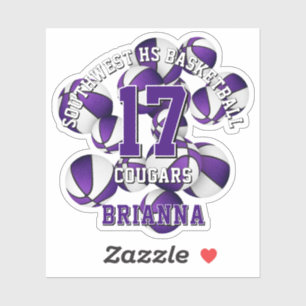 paarse team kleuren basketballen clusterteam naam sticker