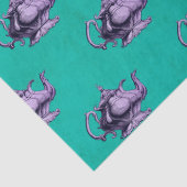 Paarse Teapots over Blauwgroen ontkoppeling Tissuepapier (Detail)