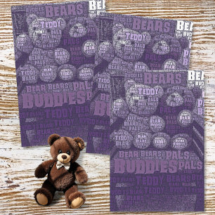 Paarse Teddy Bears Beste Vrienden Typografie Tissuepapier