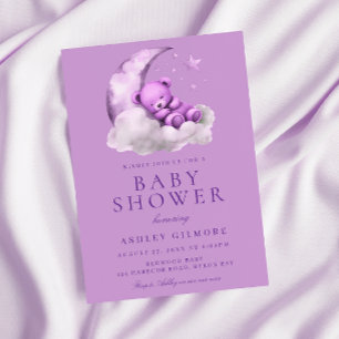 Paarse teddybeer lavendel Baby shower Kaart