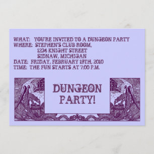 PAARSE TEKENINGEN IN DE DUNGEONS ~ PARTIJINVITATIE KAART