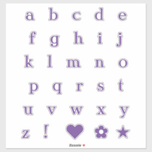 Paarse tekstletters   Monogram Alfabet Stickers