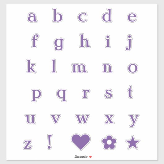 Paarse tekstletters | Monogram Alfabet Stickers (Vel)