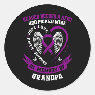 Paarse ter nagedachtenis aan mijn opa alvleesklier ronde sticker
