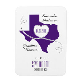 Paarse Texas Curling Ribbon Save the Date Magneet