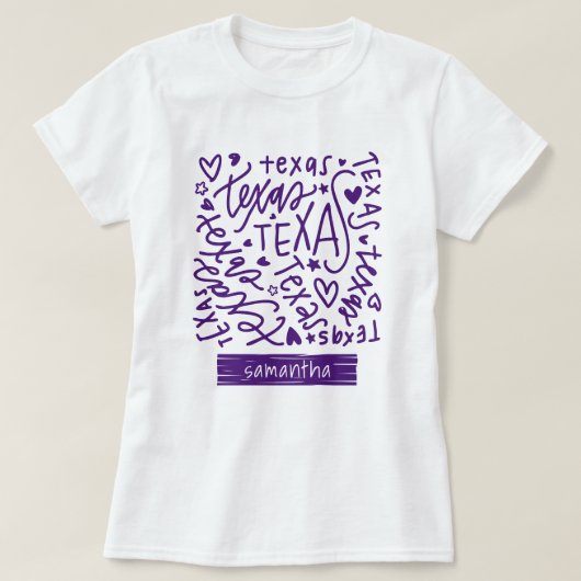 Paarse Texas Doodle Pattern T-shirt (Design voorkant)