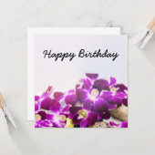 Paarse Thai Orchid is op witte achtergrond jarig Kaart (Voorkant / Achterkant in situ)