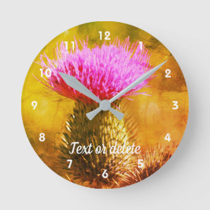 Paarse Thistle Flower Abstract op maat Ronde Klok