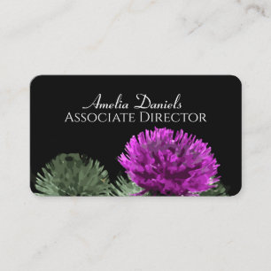 Paarse Thistle op zwart Visitekaartje