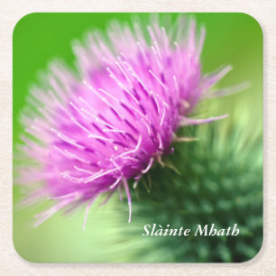 Paarse Thistle Vierkante Kartonnen Onderzetter