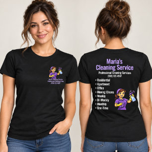 Paarse Thuis Schoonmaakdienst Vrouw Zwart T-shirt