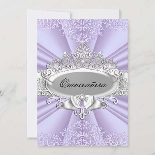 Paarse tiara's en Damask Quinceanera, klein Kaart (Voorkant)