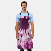 Paarse Tie Dye Batik Textuur Schort (Gedragen)