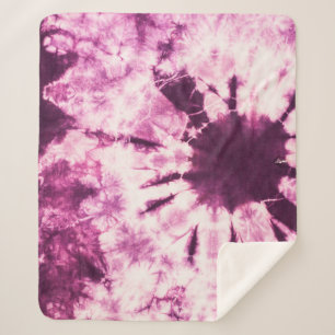 Paarse Tie Dye Batik Textuur Sherpa Deken