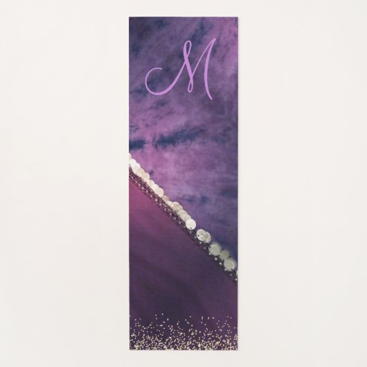 Paarse Tie Dye Monogram Coin Sjaal Yogamat (Voorkant)
