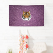 Paarse tijger met glitterachtergrond spandoek (Insitu)