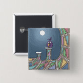 Paarse Tiki Bird met volle maan Button (Voorkant /achterkant)