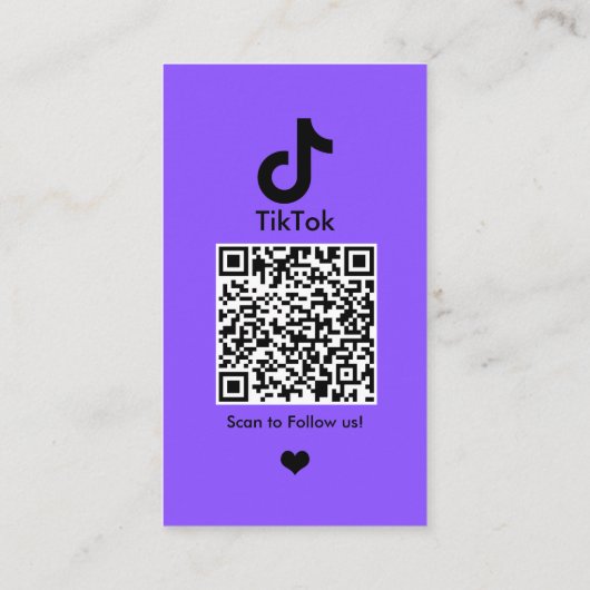 Paarse TikTok Social Media QR-code Visitekaartje (Achterkant)