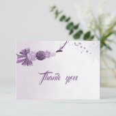 paarse tinten bloemen & boog dank u kaart (Staand voorkant)