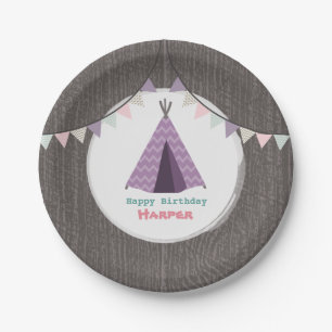 Paarse Tipi Birthday Papieren Bordje