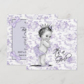 Paarse Toile Baby Meisje Douche Kaart (Voorkant / Achterkant)