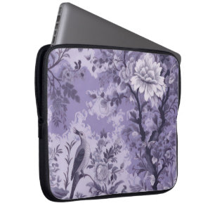 Paarse Toile de Fleur Laptop Sleeve