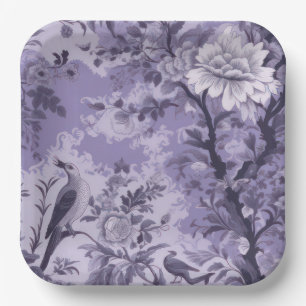 Paarse Toile de Fleur Papieren Bordje