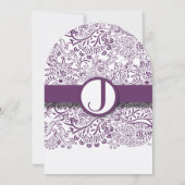 Paarse Tortelduifjes Damask Monogram Weddenschappe Kaart (Achterkant)