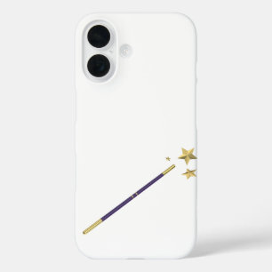 Paarse toverstaf met drie gouden sterren iPhone 16 hoesje