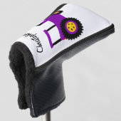 Paarse Tractor Ontwerp Golfheadcover (3/4 voorkant)
