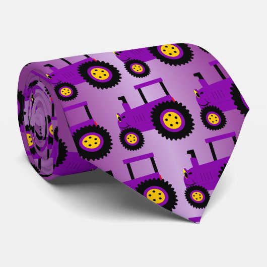 Paarse Tractor Ontwerp Stropdas (Opgerold)