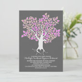 Paarse Tree Elegant Moderne Huwelijksuitnodigingen Kaart (Staand voorkant)