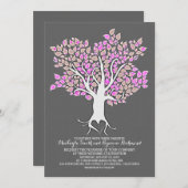Paarse Tree Elegant Moderne Huwelijksuitnodigingen Kaart (Voorkant / Achterkant)