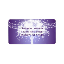 Paarse Tree String Lights Aangepaste Adresetikette Etiket