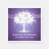 Paarse Tree String Lights Gepersonaliseerde bruilo Servet (Voorkant)