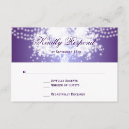 Paarse Tree String Lights Wedding RSVP Kaarten Kaartje