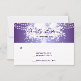 Paarse Tree String Lights Wedding RSVP Kaarten Kaartje