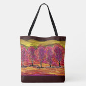 Paarse Trees Fine Art Fabric Bag Draagtas (Achterkant)
