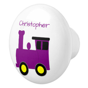 Paarse Trein Ontwerp Gepersonaliseerd Keramische Knop