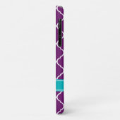 Paarse Trellis Pattern Turquoise Name Case-Mate iPhone Case (Achterkant/links)